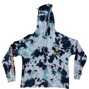 A-Lab Freela Sad World Blue Tie Dye Long Sleeve‎ Hoodie Size Medium
